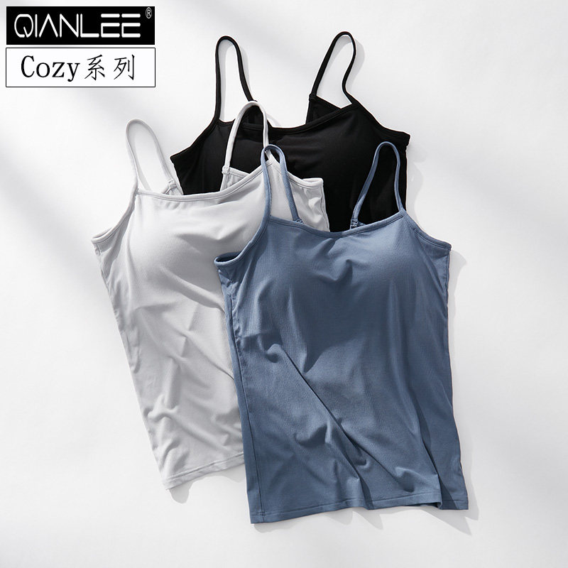 2 pieces of harness vest woman with chest cushion bra one-piece thread Modell lingerie bra can be worn out of summer white