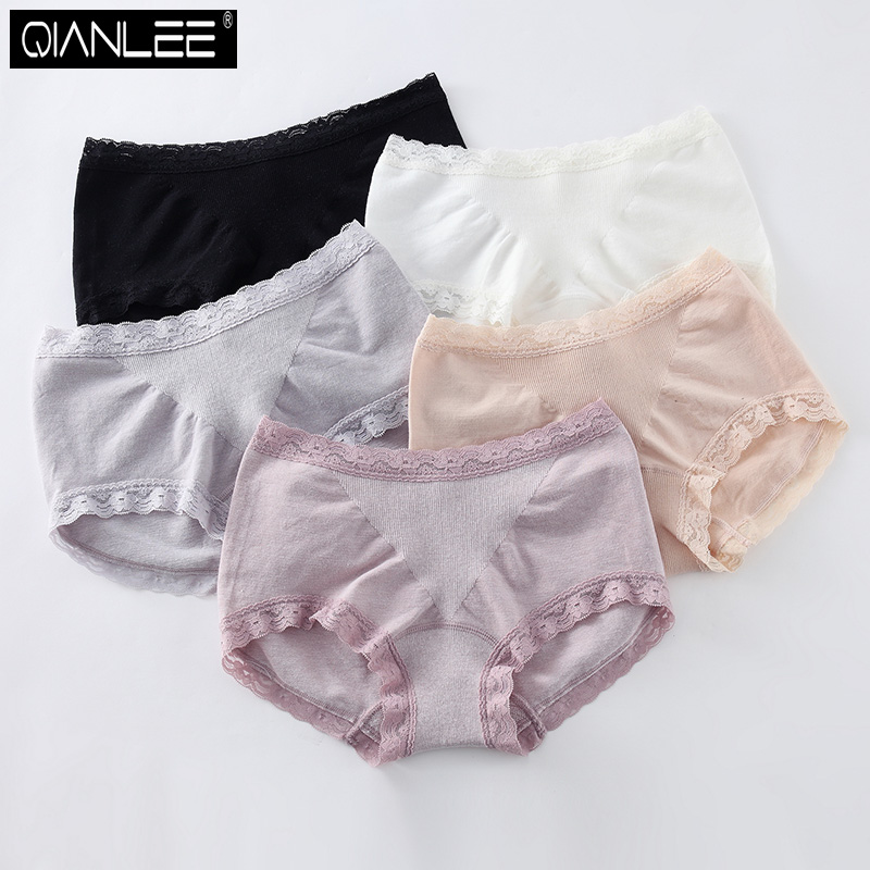 3pcs mid waist women's underwear bag hip lift hip triangle head comfortable seamless lace seamless cotton breathable girl