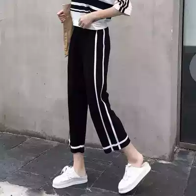Pregnant women's wide-leg pants new 2020 spring and summer thin section loose thin casual straight pants trendy mom chiffon nine-point pants