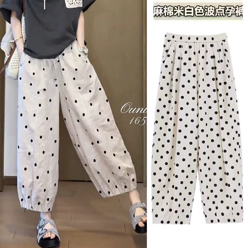 Maternity Pants for Summer, Non-Tight on the Stomach, Polka Dot Pants for Outerwear, 2026 New Thin Wide-Leg Pants, Cropped Pants for Petite Women Maternity Pants for Summer, Non-Tight on the Stomach, Polka Dot Pants for Outerwear, 2026 New Thin Wide-Leg Pants, Cropped Pants for Petite Women