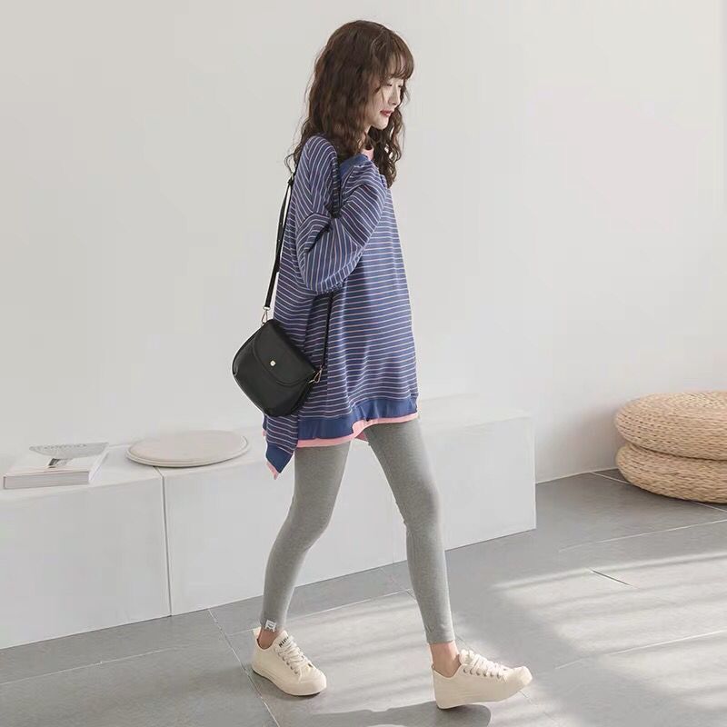 Pregnant women's clothing for long versions of spring clothing 2020 new fashion casual pure cotton loose stripes fake two blouses
