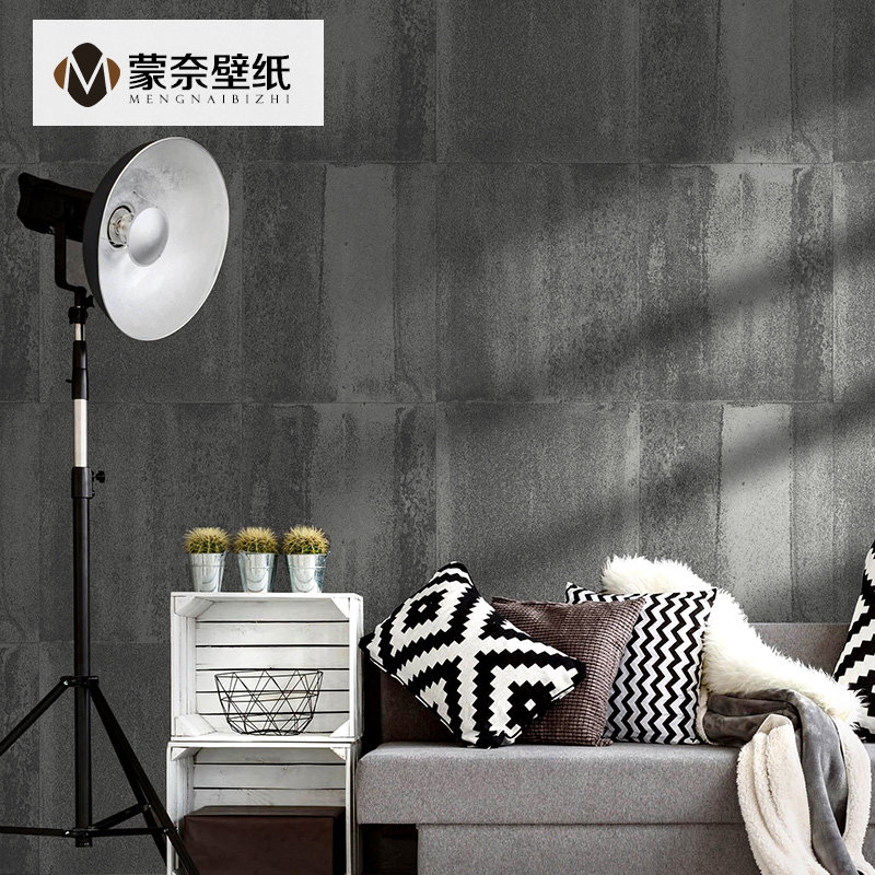 Retro Industrial Wind Cement Grey Tinted Iron Rust Red Wallpaper Shops Restaurant Hotel Dining Room Wall Paper Background Wall