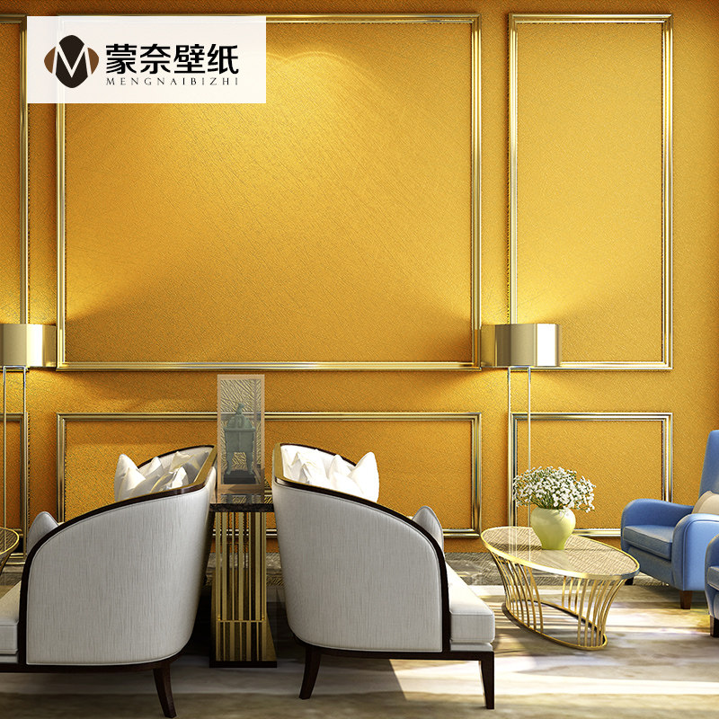 Modern simple silk gold plain silver foil gold foil wallpaper Bedroom living room clothing store suspended ceiling wallpaper Ceiling