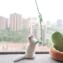 Door hanging cat toy swing suction cup cat toy kitten self-pleasure cat elastic rope with bell ball