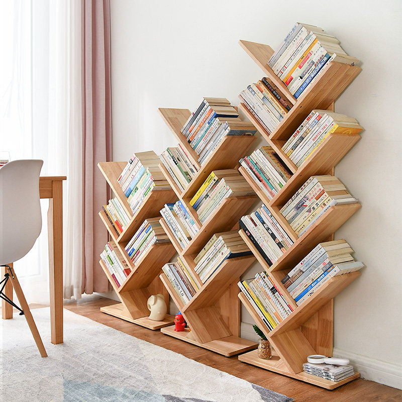 Treebook shelves shelves Landing Provincial Space Students Brief Small Bookcase Children Simple Solid Wood Living Room Containing shelf