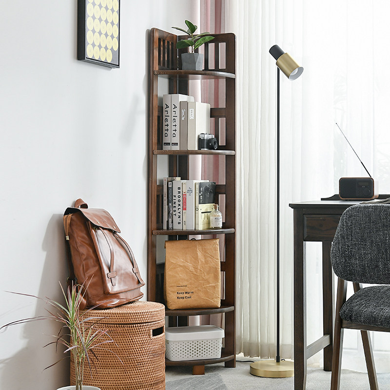 Bookshelf shelf living room floor-to-ceiling simple modern solid wood corner corner storage shelf triangle corner small bookcase