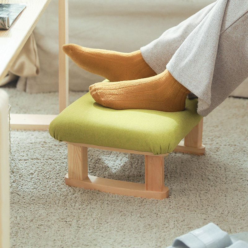 Nordic Footstool Home Fabric Foot on sofa stool Office padded footrest Footrest Solid Wood Changing Shoes Short Stool