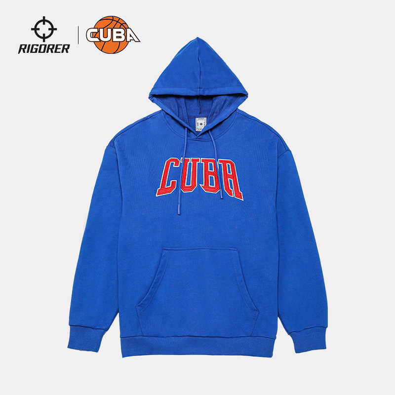 Quasi-2022 new CUBA letter embroidered basketball running training sports loose casual hooded sweatshirt