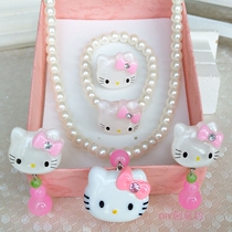 Childrens Jewelry necklace bracelet Korean Princess accessories children ear clip baby ring gift box set girl gift