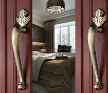 European-style curved wooden door door handle antique hollow push-pull door front large handle kitchen sliding door handle bronze