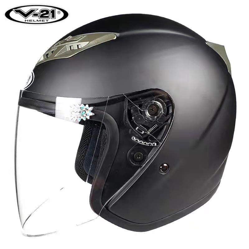 Hangzhou v-21 helmet electric car motorcycle men's big half helmet men's and women's style V21 spring, autumn and winter T02 matte black