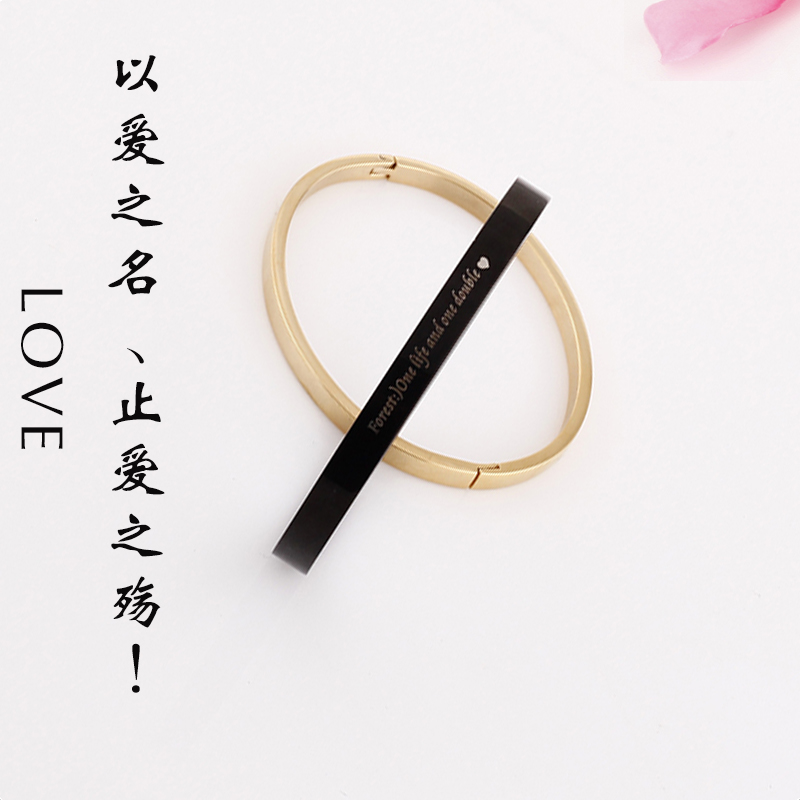Vòng tay chữ cái tùy chỉnh vòng tay nữ phiên bản Hàn Quốc của bạn gái đơn giản quà sinh nhật sinh viên vòng tay vàng hồng - Vòng đeo tay Cuff vòng tay đẹp