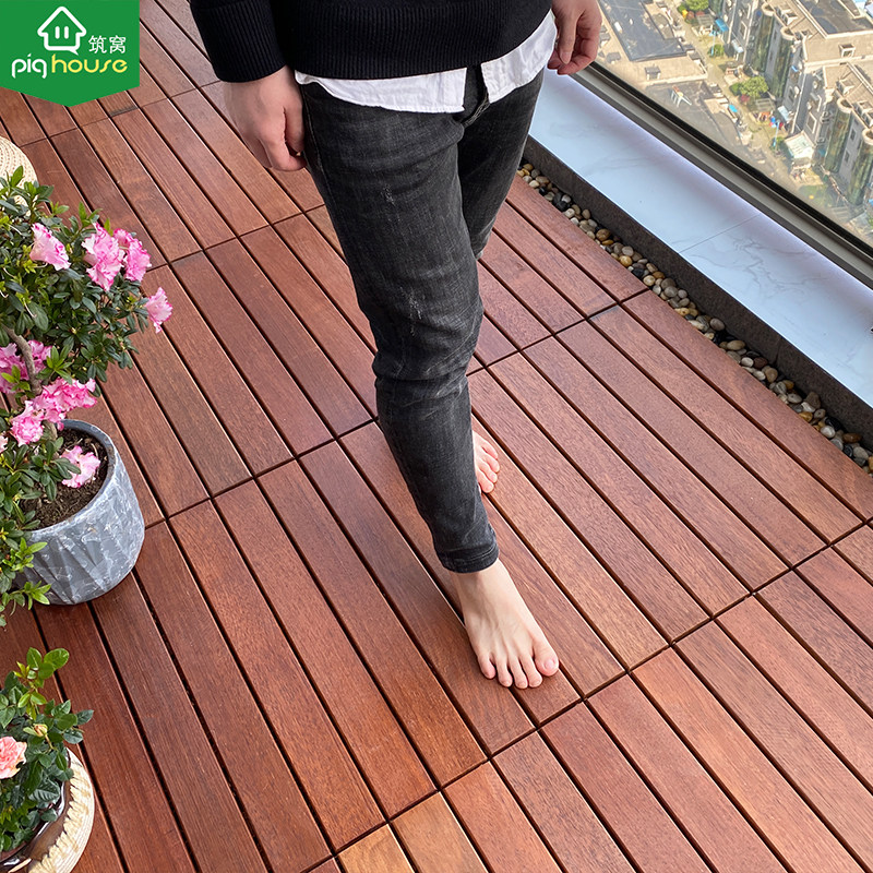 Balcony Anticorrosive Wood Splicing Floor Home Outdoor Indoor Field Surface Lay Self-Parquet Waterproof Pineapple Lattice Solid Wood Board