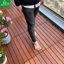 Balcony anticorrosive wood splicing floor home outdoor indoor and outdoor floor laying self-made waterproof pineapple grid solid wood board