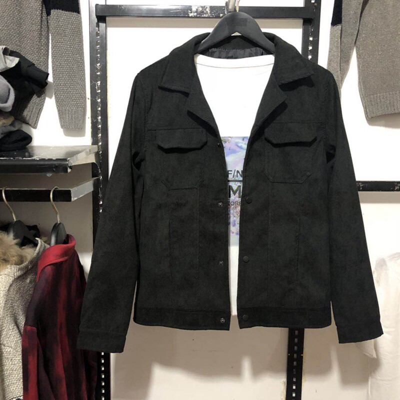 klauskobec men's clothing spring autumn jacket jacket for men's black The suede sashimi jacket men's jacket jacket jacket jacket