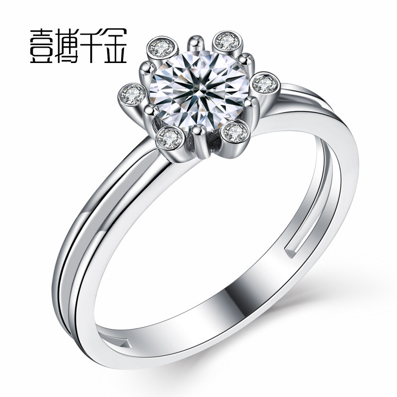 One Battle Gold Platinum Wedding Real Diamond Ring Lady Jewellery Nude Drill Custom 18K Gold 1 Carat Ring