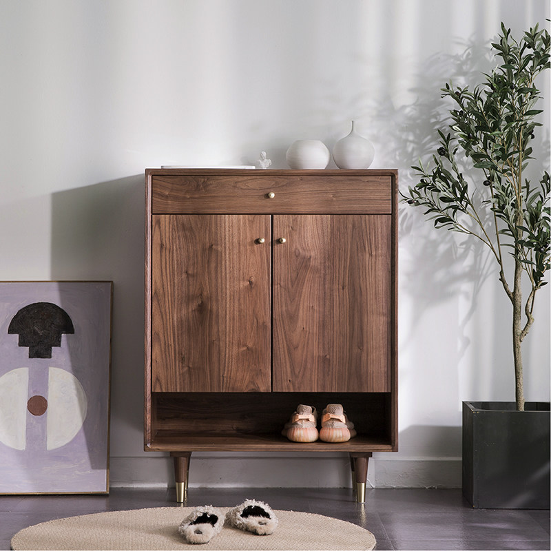 Nordic solid wood shoe cabinet imported cherry wood with drawer porch cabinet modern simple hall cabinet partition cabinet