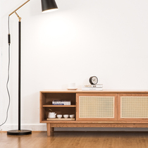 Nordic Rattan Cherry wood TV cabinet Japanese simple solid wood Retro black Walnut living room multi-functional audio-visual cabinet