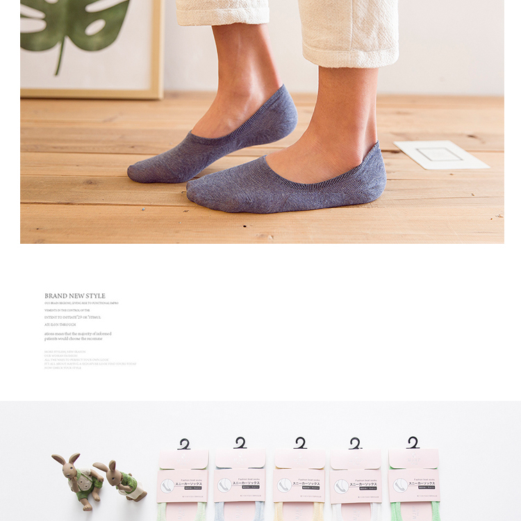 Giày đế xuồng nữ mỏng vô hình vớ mùa hè nông miệng thấp để giúp vớ vớ cotton Hàn Quốc đế rắn màu silicone chống trượt vớ sợi tre