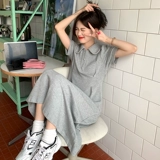 Летнее платье, сексуальная длинная юбка, французский стиль, воротник поло, коллекция 2023, свободный крой