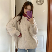Lazy Wind Sweater Womens Spring Autumn 2022 New Korean Version Students Lazy Wind Outside Wearing Knit Cardio-hoodie Jacket