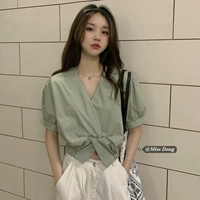 Летняя короткая рубашка, футболка, французский стиль, свободный крой, короткий рукав