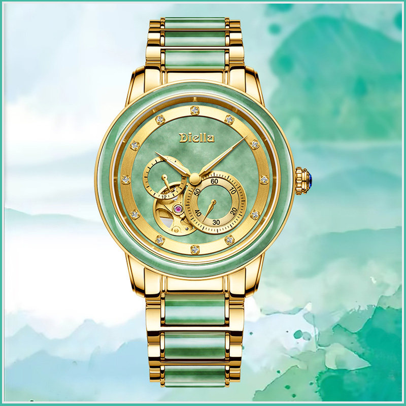 Aidiya new watch mechanical watch men's fully automatic hollow jadeite gold watch men's waterproof luminous watch