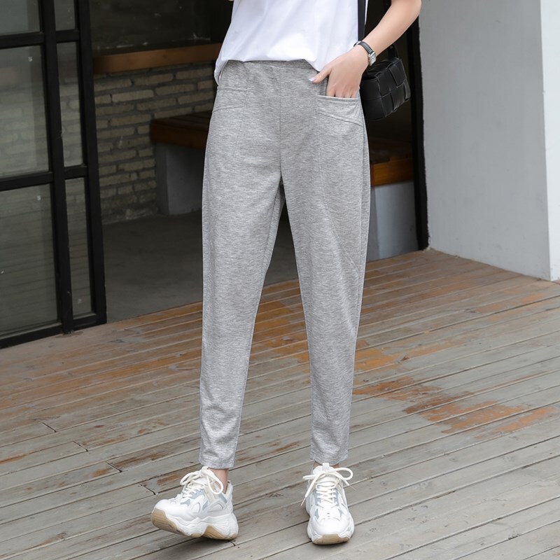 Ice Silk Thin Sports Harem Pants Women's Summer Casual Pants Elastic High Waist Carrot Pants Loose Nine-Point Foot Sweatpants Ice Silk Thin Sports Harem Pants Women's Summer Casual Pants Elastic High Waist Carrot Pants Loose Nine-Point Foot Sweatpants
