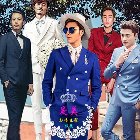 Photo Gallery Themed Clothing Men's Double Row Buttons Two Suits for photo West suit Bodymaid Performance small gown