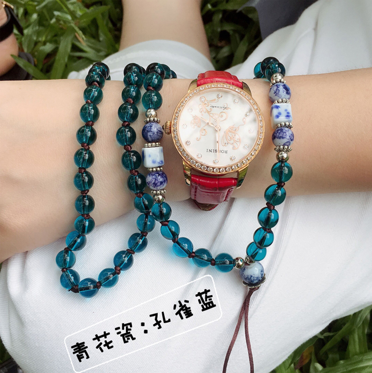 Điện thoại di động dây buộc nữ dài đoạn treo cổ sling pha lê hạt vòng cổ mặt dây chuyền điện thoại di động vỏ dệt chuỗi thời trang mới - Phụ kiện điện thoại di động giá đỡ điện thoại