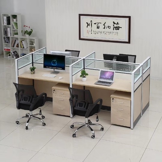 Staff Desk Brief Modern Screen Computer Desk Staff Composition 4 Persons Position Partition 2 Persons Card Holders Furniture