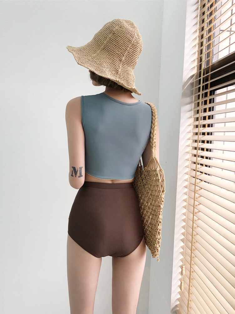 Sexy swimsuit women 2021 new split two-piece conservative thin Belly Belly bikini small chest gathering swimwear