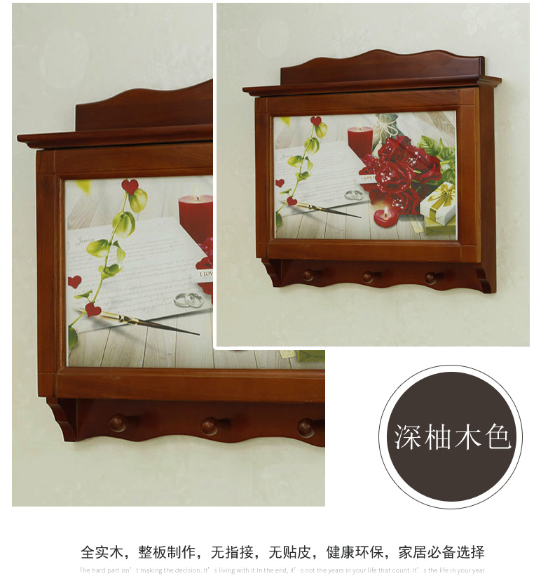 Đồng hồ nguyên chất rắn gỗ hộp sơn trang trí thủy lực lên tường mét hộp bìa với móc phòng khách sáng tạo - Cái hộp hộp gỗ đựng đồ