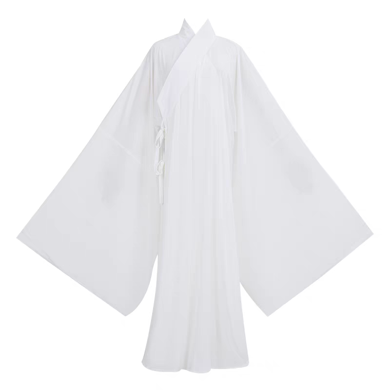 Round-Neck Robe with Inner Layer for Men and Women, Base Layer, Inner Shirt, Cross-Collar White Shirt