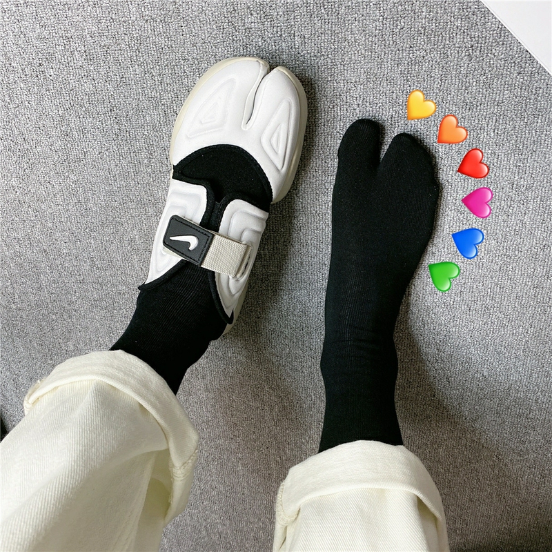 Solid Color Split-Toe Socks, Cotton Socks, Mid-Calf Two-Toe Socks, Sock Covers for Men and Women, Simple and Versatile Couple Socks, Slouch Socks