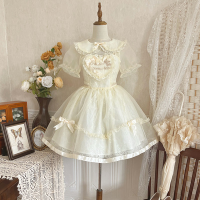 taobao agent Nurse uniform, cute mini-skirt, Lolita style, Lolita OP, with short sleeve