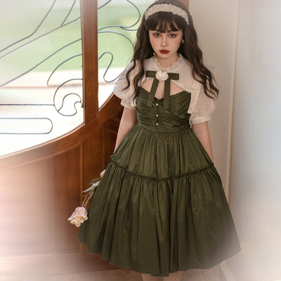 taobao agent Summer elegant retro fresh short sleeve dress, Lolita style, French retro style