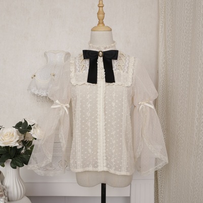 taobao agent Universal top, cute doll, long skirt, Lolita style, doll collar, with short sleeve