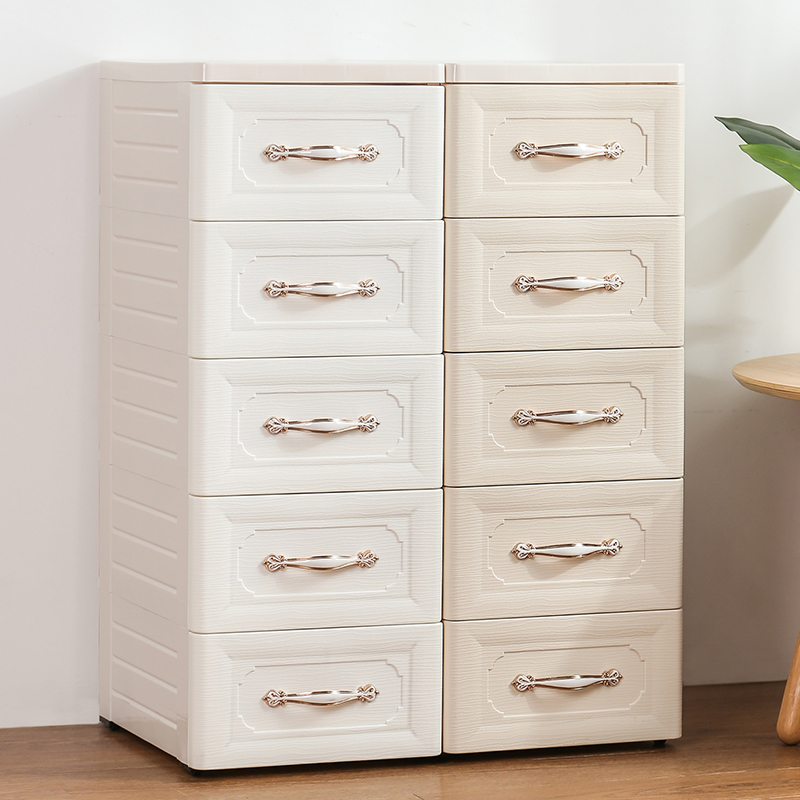 Thickened European storage cabinet Drawer type plastic space-saving storage cabinet Children's wardrobe Children's clothing finishing box