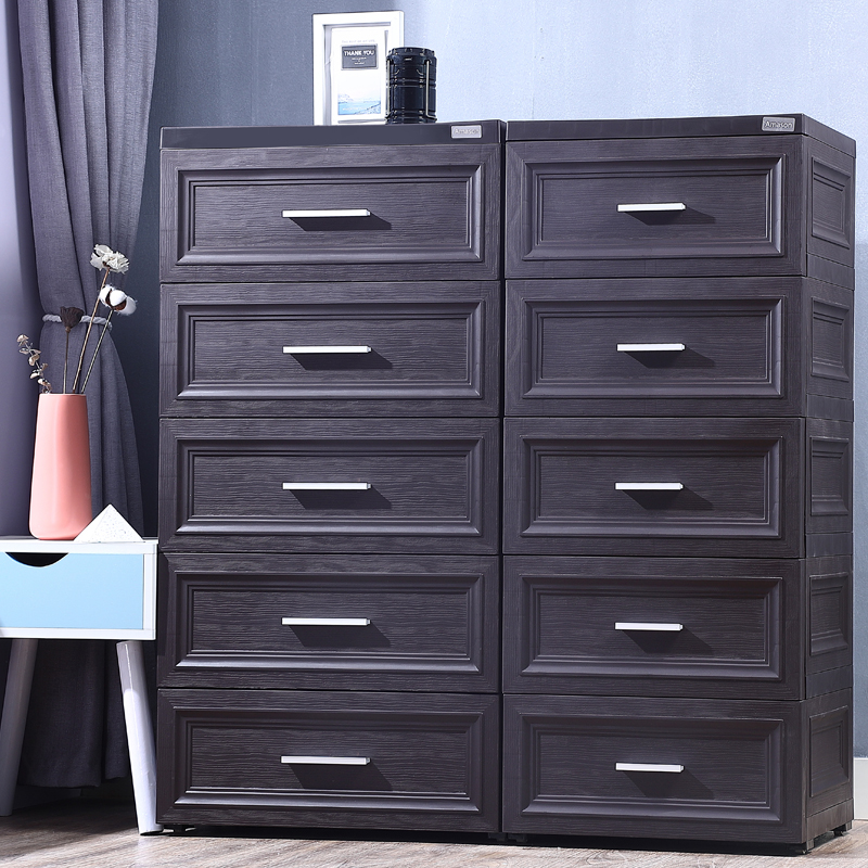 Large number thickened drawer-type storage cabinet Province space baby Children's wardrobe plastic bed head cabinet Home locker Sub