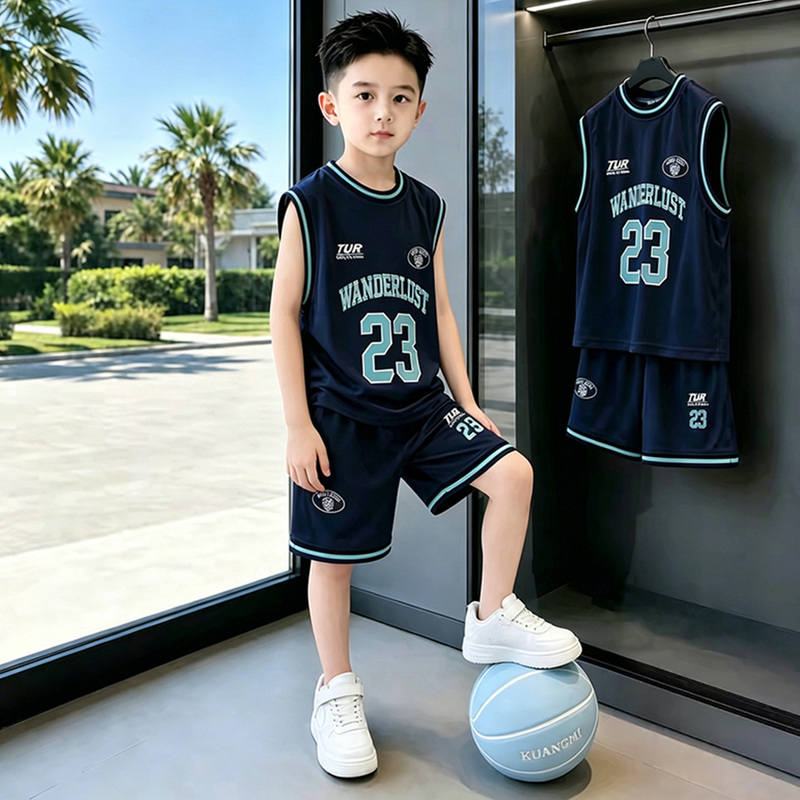 Children's Basketball Uniform Set Boys Summer Sleeveless Vest Quick-Drying Jersey No. 23 Medium and Large Kidsren's Sports Training Uniform Children's Basketball Uniform Set Boys Summer Sleeveless Vest Quick-Drying Jersey No. 23 Medium and Large Kidsren's Sports Training Uniform