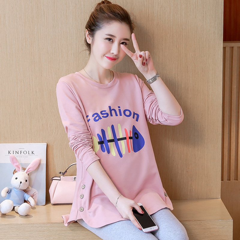 Pregnant Woman Spring Clothing Suit Fashion 2021 New Ocean Fashion Spring autumn beating undershirt Long sleeves in long sleeves Spring t-shirt