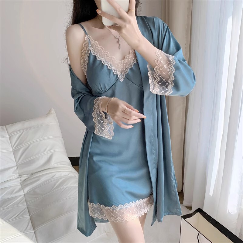 Summer Nightgown for Women 2026 New Sexy Polyester Pajama Set Lace Camisole Two-Piece Set with Chest Pad Thin Style Summer Nightgown for Women 2026 New Sexy Polyester Pajama Set Lace Camisole Two-Piece Set with Chest Pad Thin Style