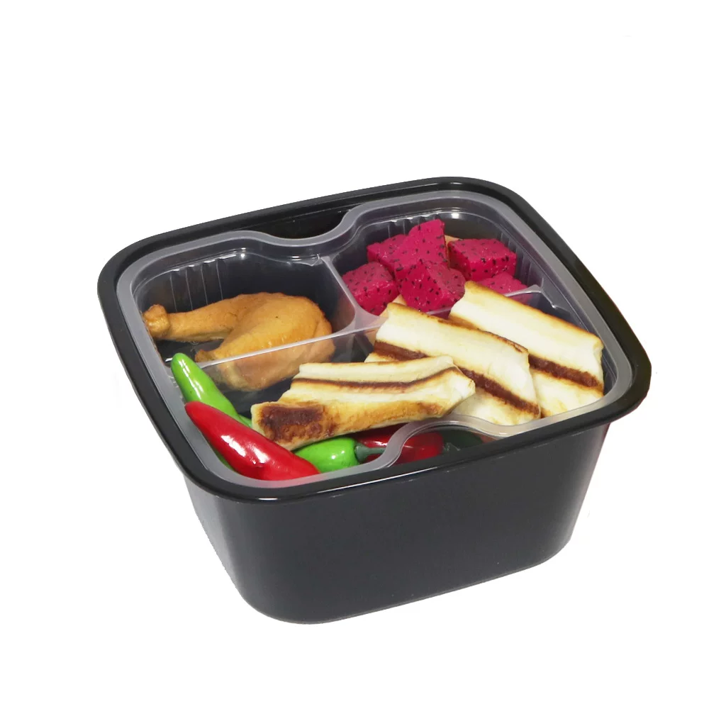 American round rectangular double-layer packaging box Disposable fast food box delivery bento box with lid meal separation