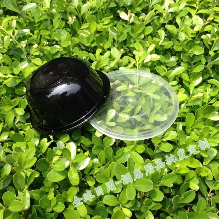 Disposable round transparent black plastic delivery packing box Lunch box Fast food box whole box
