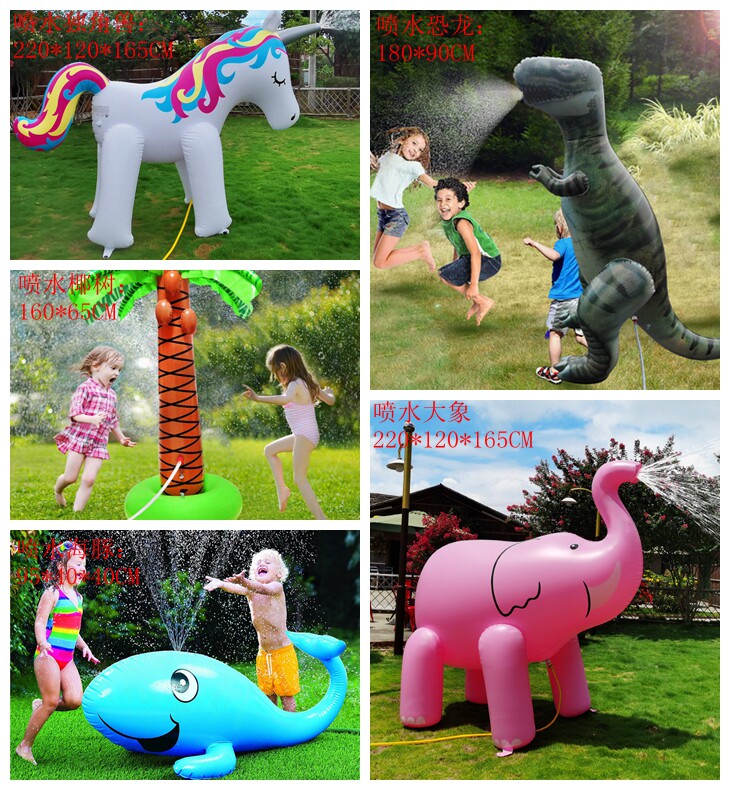 Inflatable Unicorn Water Toys giant elephant lawn playing dinosaur beach coconut dolphin young children