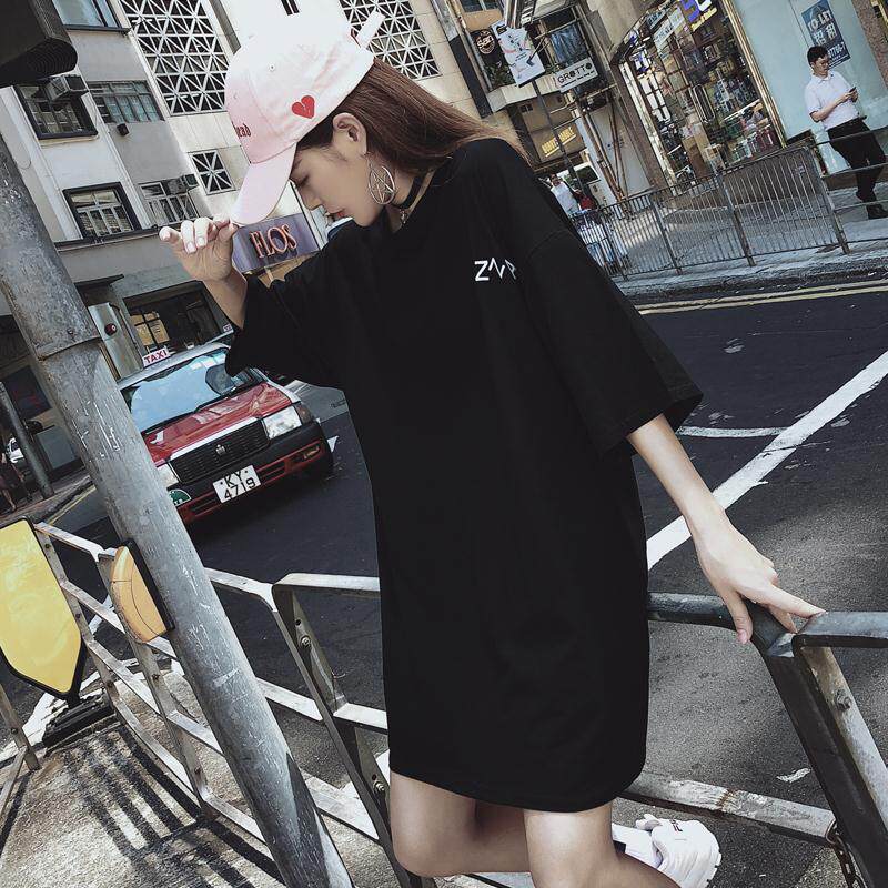 South Korea 2020 new T-shirt lower body missing black T-shirt female loose short-sleeved female ins trendy top student hip-hop - Taobao