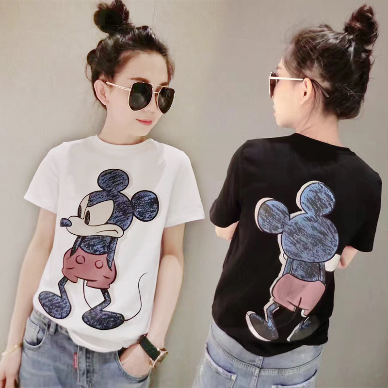 South Korea 2020 summer mice season new cartoon printed short sleeve white Mickey pure cotton short sleeve T-shirt blouse girl-Taobao