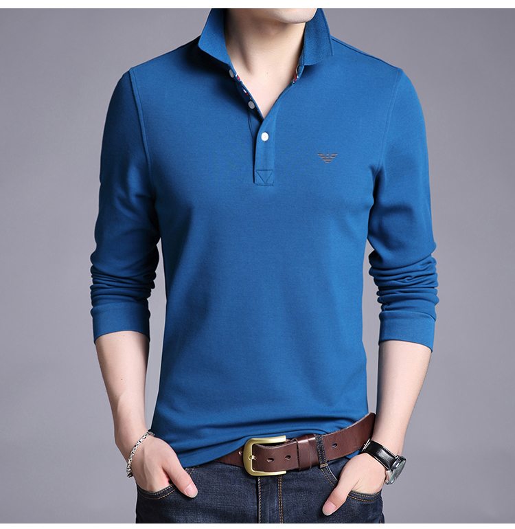 Chiamania áo thun dài tay cotton cotton ve áo polo mùa thu nam xu hướng lỏng lẻo trên quần áo ao polo nam