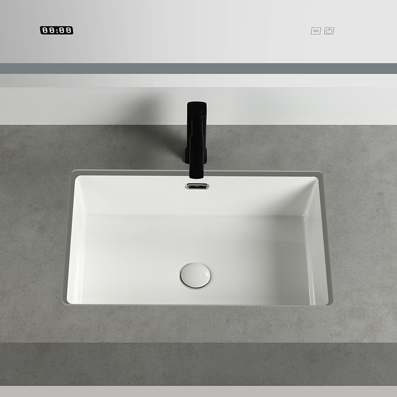 Flat-bottomed basin square ceramic washbasin embedded hand basin household washbasin public powder room chain hotel